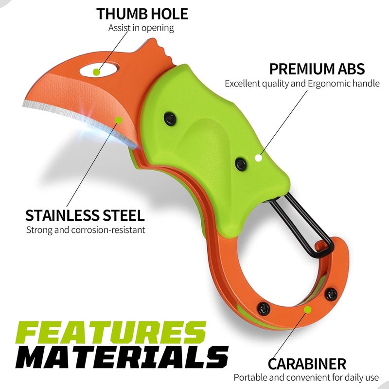 ZAVIT Small Pocket Knife for Men, EDC Outdoor Knife Gadgets, Gifts for Men Him Dad, Gifts ldea for Camping Fishing Hiking, Christmas Birthday Gift, Everyday Carry Knife, G-reen - Image 2